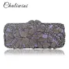 Kvällspåsar chaliwini lyxväskor Kvinnor Purse Designer Crystal Flower Metallic Clutches Female Chains Shoulder Bags Evening Handväskor 230422