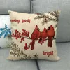 Pillow 45cm Red Winter Bird Linen/cotton Throw Covers Couch Cover Home Decor