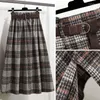 Jupes 2023 automne hiver Plaid impression a-ligne jupe femmes élastique taille haute asymétrique Patchwork tout-match femme vêtements