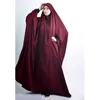 エスニック服eidフード付きイスラム教徒の女性ヒジャーブ祈りの衣服ジルバブアバヤソリッドロングキマーフルカバーラマダンガウンイスラム衣装niqab