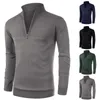 Herrtröjor Mens1/4 Zip-up Pullover Sweatshirt V Neck Jacket Varm fleece tröja Knit Topp Keep Long Sleepe