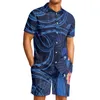 Survêtements pour hommes Polynésien Tribal Samoan Totem Tatouage Samoa Imprime Hommes Feuille Verte À Manches Courtes Short De Plage Survêtement Casual Trip 2Pièce