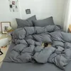 Bedding sets Nordic Bedding Set with Duvet Cover Bed Sheet Pillowcase Single Couple Bedspreads King Queen 12 People Solid Color Bed Linen 231122