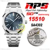 APSF 1551 50 -årsjubileum SA4302 Automatisk herrklocka 41 Ultra Thin Blue Textured Dial Rostfritt stål Armband Super Edition Reloj Hombre Montre Homme Puretime