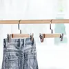 Hangers Wooden Pant Rack Pants Clip Solid Wood Household Wardrobe Non-Slip Hanger Seamless Clothing Store Hanging