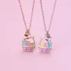 Chains Luoluo&baby 2Pcs/set Cartoon Colorful Flower Basket Pendant Chain Friend Necklace BFF Friendship Jewelry Gifts For Kids