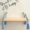 Decorative Objects Figurines Nursery Creative Kids Room Wooden Beads Tassel Wall Shelf Storage Organization swing shelf Hanging Decor 230422