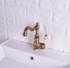 Bathroom Sink Faucets Deck Mounted Kitchen Vessel / Antique Brass Basin Mixer Tap Swivel Spout Vanity Faucet Wsh120