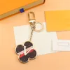 Fashion Designer Flower Keychain Handmade Copper Heart Pattern Car Keychains Bag Charm Hanging Decoration Pendant Accessories Damier