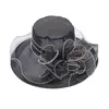 Chapeaux d'église élégants pour femmes Robe de dames Chapeau en organza de mariage Kentucky Derby Chapeaux Chapeau de seau à larges bords Noir Jaune Beige Rouge Violet Blanc 20 couleurs