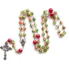 チェーンカトリックロザリオメアリー祝福の祈りの祈りのネックレスとペンダントアミュレットバージンクロスH8WF