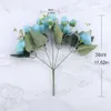 Nouveau Bouquet de fleurs artificielles de silk rose rose 30cm Bouquet 5 Big Head et 4 Bud Fausses pas cher fleurs pour la décoration de mariage à l'intérieur