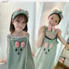 Towels Robes High Grade Children's Bath Towel Skirt Hair Band Suitable for Wear By Older Children In Bathrobes 3-15 Years Old AbsorbentL231123