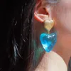 Stud oorbellen kleurrijke heldere hars liefde hart hanger geometrische metaalgouden kleur voor vrouwen sieraden vinatge 2023 cadeaus