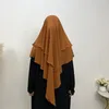 Etniska kläder Ramadan Eid Hijab för kvinnor Long Khimar 2 lager ärmlösa toppar Abaya muslimska huvudduk Islamisk chiffong hijabs musulmans