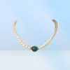 magnifique collier de jade vert et perle blanche des mers du sud de 89 mm, fermoir en or 14 carats 18quot3660980