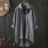 Women's Blouses White Shirt Women Casual Cotton Linen Shirts Blouse Loose Dress Lapel Neck Button Long Sleeve Cardigan Beachwear Clothes