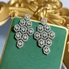 100% echt 925 Sterling Silver Dangle Earring Topaz Diamond sieraden Betrokkenheid Bruiloft Druppels voor vrouwencadeau