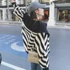 Damenjacken Große Revers Zebra Gestreifte Kurze Jacke Frauen 2023 Herbst Elegante Chic Lose Beiläufige Koreanische Stil Zipper Mantel Oberbekleidung H20