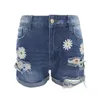 Jeans pour femmes shorts en denim d'été Fashion Ripped imprimé lâche Pantalon de rue décontracté 230422