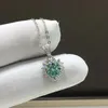 Correntes passadas Teste de diamante 1CT Pingente de moissanita verde-verde-azul S925 Colar de prata esterlina Girls Engagement Jóias de luxo de luxo-Giftchains