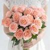 Fleurs décoratives 20 pièces/ensemble Rose Bouquet Royal haut de gamme soie artificielle vraie touche maison mariage décoration
