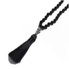 Colares Pingente Islâmico Muçulmano Tasbih Oração 99 Contas Rosário 8mm Preto Onyx Atado com Borla Jóias Gota Entrega Pingentes Dhksu