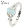 CoLife Jewelry Ring aus 100 % natürlichem Opal für Damen, 0,4 ct, australischer Opal, Silberring, massiver Opalschmuck aus 925er Silber