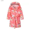 Towels Robes Kids Flannel Bathrobe Baby Girls Boy Cartoon Hooded Pajamas Children Soft Bath Robe Nightgown Teenager Toddler Clothing 2-12YearL231123