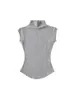 Yoga Outfits Women's Summer Sexy Turtle Neck Sleeveless T-shirt Top Pure Thin Slim Fit Pulled Shoulder Strap Tee Women's Street Clothing Basic Tee 231122