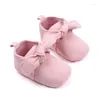 Primeiros caminhantes BeQeuewll Infantil Bebê Meninas Mocassins Sapatilhas Cor Sólida Bowknot Soft Sole Flat Shoes Prewalker Anti-Slip Walker