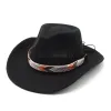 Women's Fedora Hat Womens Fedoras Retro Cowboy Felt Hats Women Wide Brim Cap Woman Jazz Top Caps Female Trilby Autumn Winter New Christmas Party Gift