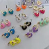 Hoop Earrings 5Pairs 2023 Fashion Gold Heart Shaped Dangle Elegant Multi Candy Color Enamel Hanging Drop Earring For Girls
