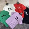 MENS TEES Fashion Streetwear Letter Tryckt Kort ärm Crew Neck Summer Par Casual Loose Prue Cotton Multi-färgkläder