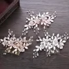 Hair Clips Trendy Silver Color Rose Gold Flower Comb Bridal Accessories Wedding Tiara Ornaments Bride Jewelry Handmade