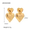Halka Küpeler Uworld Lüks Trendy Çift Kalp Şekilli 18K Paslanmaz Çelik Altın Kaplama Kadınlar İçin Pürüzsüz Aşk Titanyum Damla