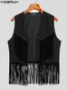 Men's Tank Tops Men Vests Tassel Open Stitch Streetwear Sleeveless Casual Waistcoats Men Personality Solid Fashion Tank Tops S-5XL INCERUN 230422