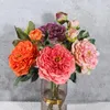 Decorative Flowers 2Pc Simulation Peony Flower Roasted Edge Retro Artificial With Bud Home Decoration Wedding Event Layout Fake