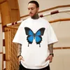 Męskie koszule T Blue Butterfly Kreatywność druki Męskie T-shirty osobowość All-Math Trend Odzież Vintage Street Tops Man Botton Short