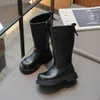 Boots Girl's Long Siyah Pu Deri Platform Peluş Moda Çocuklar Kış Boot Fermuar Diz-Başlıca Yakışıklı Şık Çocuk Ayakkabıları 26-36