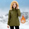 Trenchs de femmes manteaux d'hiver veste rembourrée avec col moelleux parcs lâches femmes imperméable capuche pour polaire