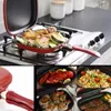 Pans 32CM28CM DoubleSided Frying Pan NonStick Portable BBQ Grill Flip Barbecue Cooking Tool Cookware Stove Cast Cooker 231122