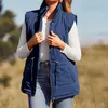 Women's Vests Winter Waistcoat Zip Up Vest Jackets Stand Collar Body Warmer Padded Quilted Sleeveless Coats Lady Gilet Outwear