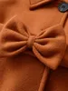 재킷 스프링과 가을 소녀 싱글 가슴 유아 재킷 캐주얼 한 단색 귀여운 활 벨트 231123