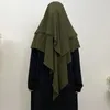 Etniska kläder Ramadan Eid Hijab för kvinnor Long Khimar 2 lager ärmlösa toppar Abaya muslimska huvudduk Islamisk chiffong hijabs musulmans