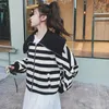 Damenjacken Große Revers Zebra Gestreifte Kurze Jacke Frauen 2023 Herbst Elegante Chic Lose Beiläufige Koreanische Stil Zipper Mantel Oberbekleidung H20