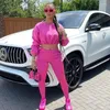 Женские брюки с двумя частями оптовые предметы Fuchsia Sweat -Suits for Women Fall Casual Set Sportswear Пуловая толстовка и спортивные штаны.