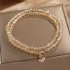 Nouveau Gros luxe brillant filles mode femmes bijoux Double couche collier cheville cristal perle Bracelet