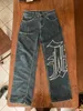 Jeans da uomo Retro Harajuku Baggy Hip Hop Rock Lettera Y2k Pantaloni Uomo Moda gotica Streetwear Vita alta Gamba larga Donna 231122