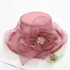 Designer Ladies Dress Wedding Organza Bucket hats Flower Church Hat kentucky Derby Organza Lady Fashion Headwear Elegant Summer Beach Sun Cap